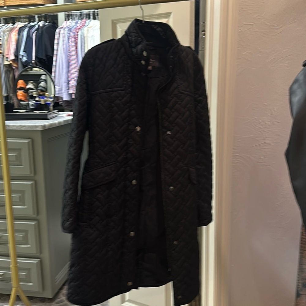 Cole haan black quilted trench coat size small Looks brand new new, barely worn
